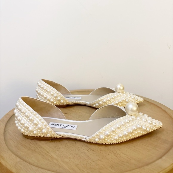 Jimmy Choo Sabine Pearl Flat Sandals - Picture 10 of 12